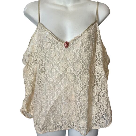 Petra Fashions Lace Ivory Vintage Camisole Undershirt Top Fairy Cottagecore 1X - Picture 1 of 15